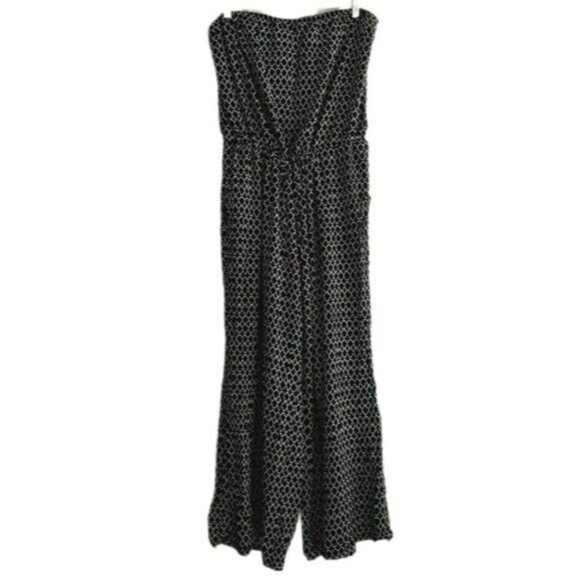 OLD NAVY | Wide Leg Crop Strapless Jumpsuit B&W Print Sz XL - Picture 4 of 14